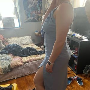 Abercrombie maxi w/slit slate blue dress only worn once to a wedding!